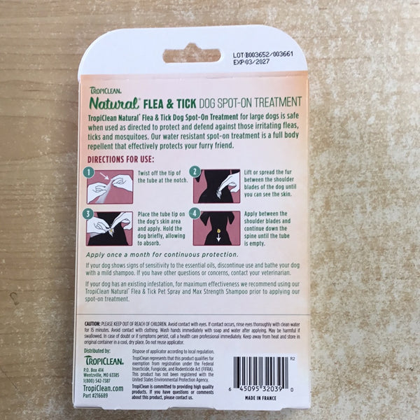 TropiClean Flea & Tick Spot Treatment for Dogs (Large)