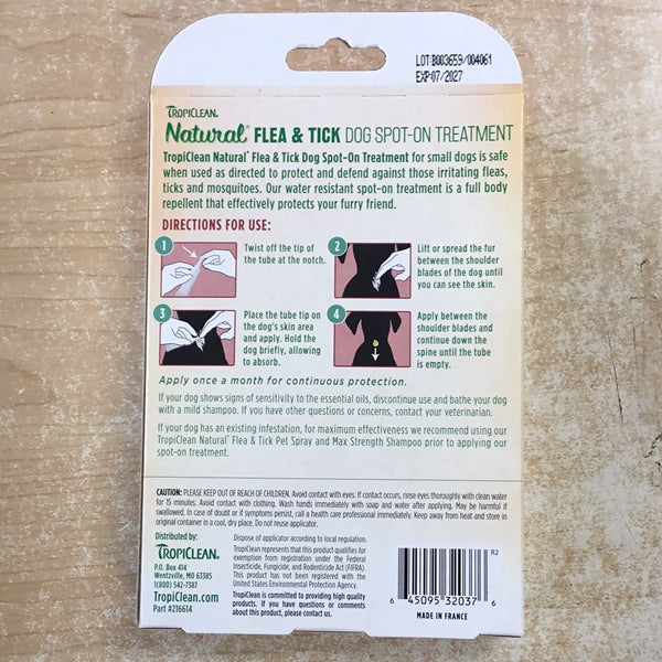 TropiClean Flea & Tick Spot Treatment for Dogs (Small)