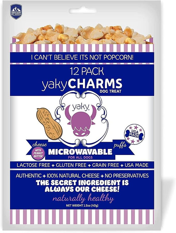 Yaky Charms Microwaveable Cheese Puffs With Peanut Butter Dog Treats