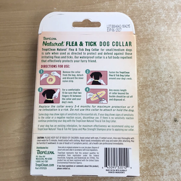 TropiClean Natural Flea & Tick Dog Collar (Small/Medium