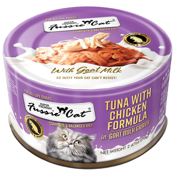 Fussie Cat Tuna with Chicken Formula in Goat Milk Gravy Canned Cat Food