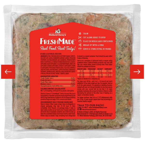 Stella & Chewy's Freshmade Pork & Quinoa Gently Cooked Dog Food