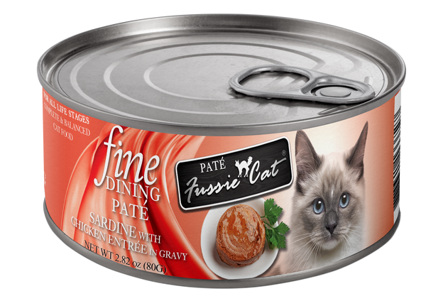 Fussie Cat Fine Dining Sardine with Chicken Entree in Gravy Pate Canned Cat Food