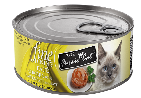 Fussie Cat Fine Dining Chicken with Lamb Entree in Gravy Pate Canned Cat Food
