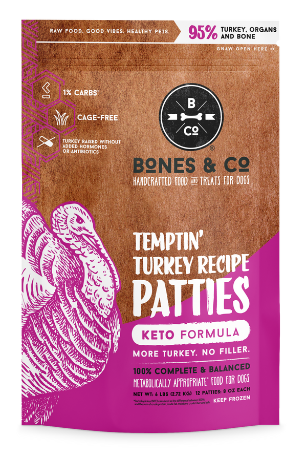 Bones & Co Temptin' Turkey Recipe Frozen Patties Dog Food