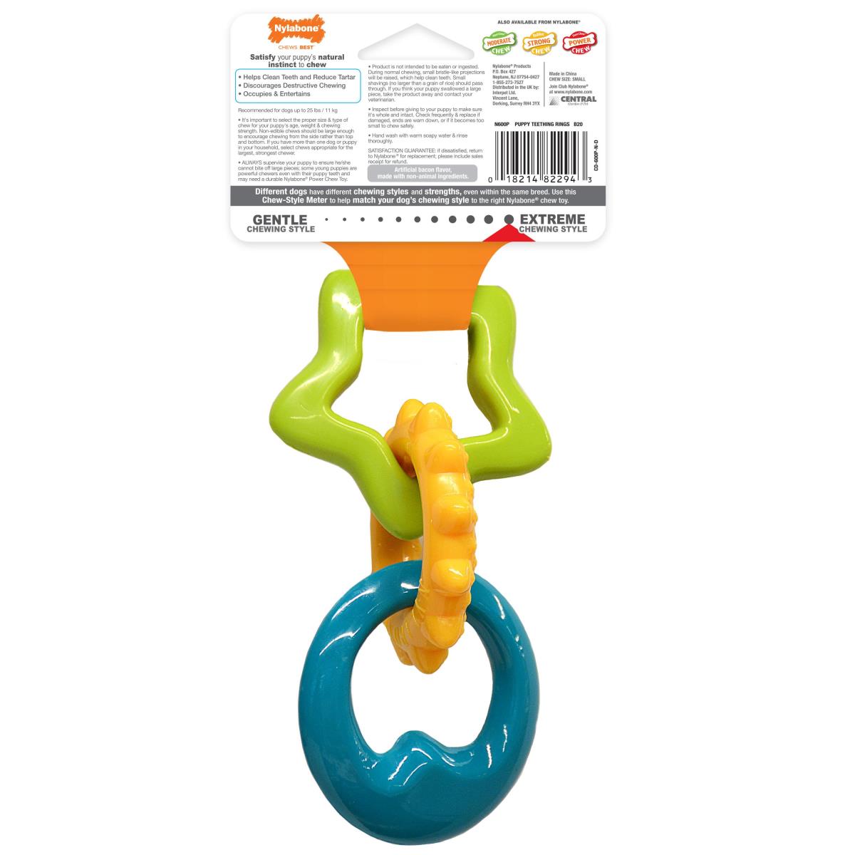 Flavored Teething Rings Nylabone Puppy Teething Rings Bacon Flavor Dog Toy | Pet Oasis