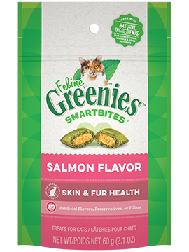 Greenies Feline Smartbites Healthy Skin & Fur Salmon Flavor Cat Treats