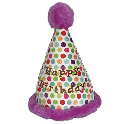 Petlou 8 Inch Birthday Hat Plush Dog Toy