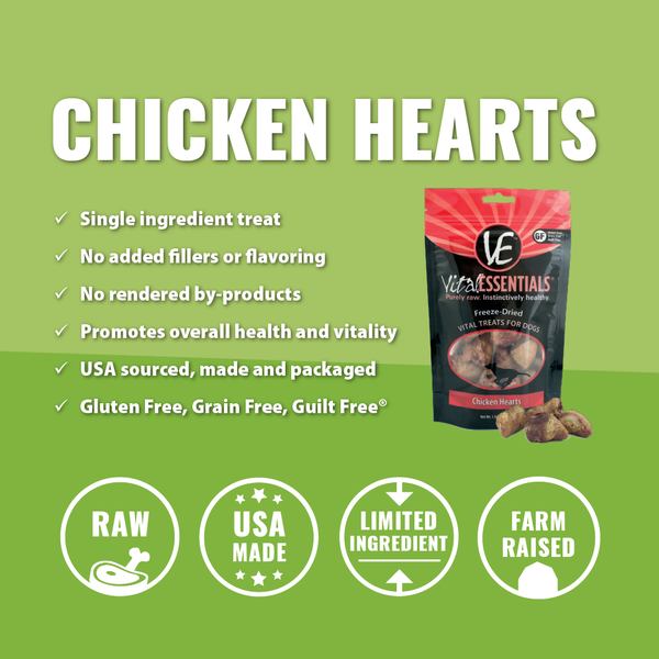 Vital Essentials Chicken Hearts Freeze Dried Dog Treats
