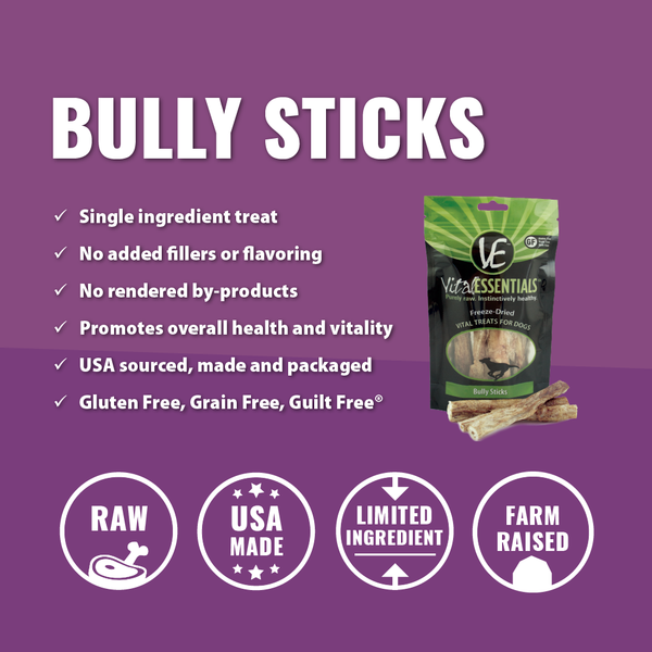 Vital Essentials Bully Sticks Freeze Dried Dog Treats