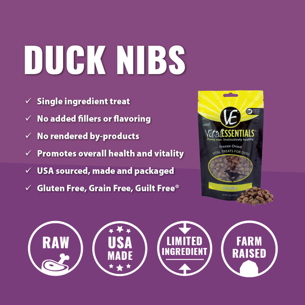 Vital Essentials Duck Nibs Freeze Dried Dog Treats