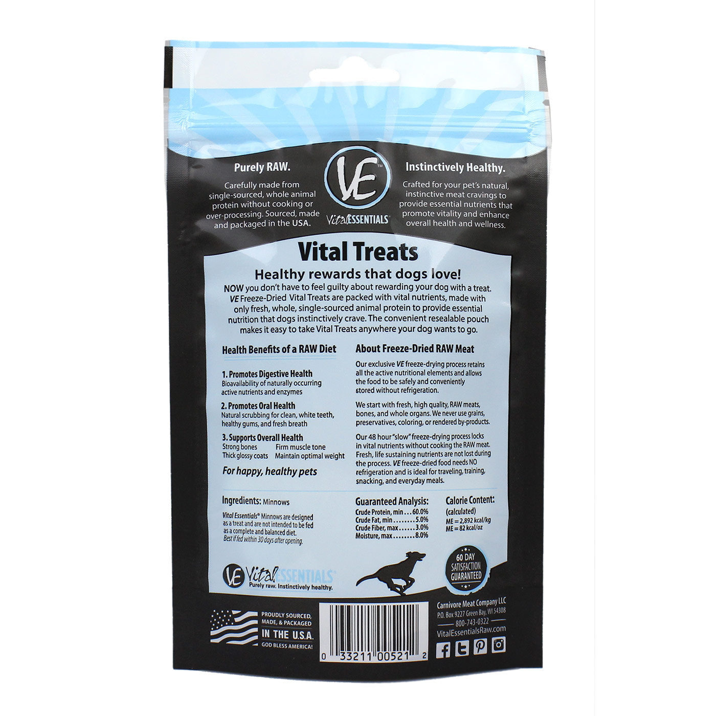Vital Essentials Freeze Dried Dog Treats, Minnows 1.0 oz