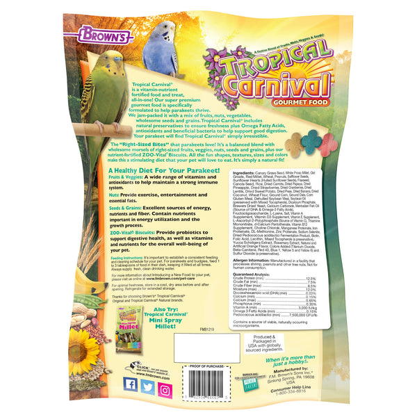 Brown's Tropical Carnival Gourmet Parakeet Food