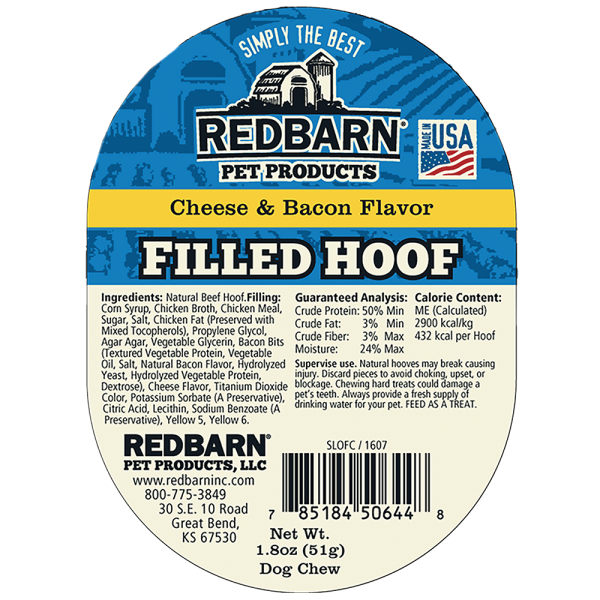 Redbarn Filled Hoof Cheese N' Bacon Flavor Dog Treats