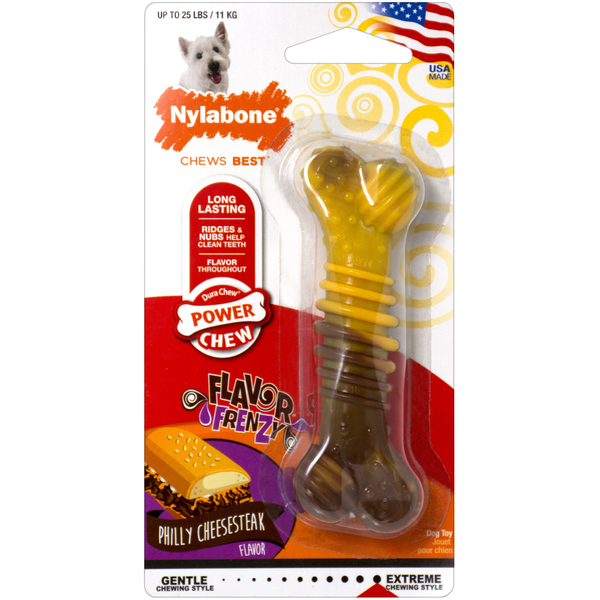 Nylabone Power Chew Flavor Frenzy Philly Cheesesteak Dog Toy