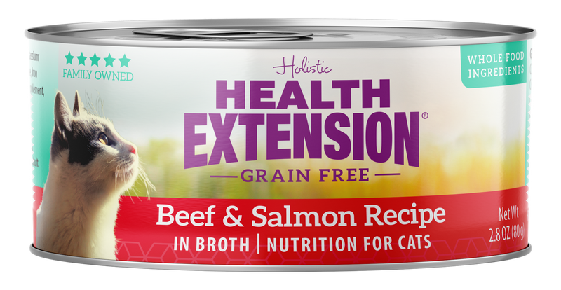Health Extension Grain Free Beef and Salmon Recipe Canned Cat Food Pet Oasis