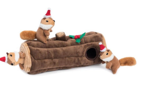 Zippy Paws Holiday Burrow Yule Log Dog Toy