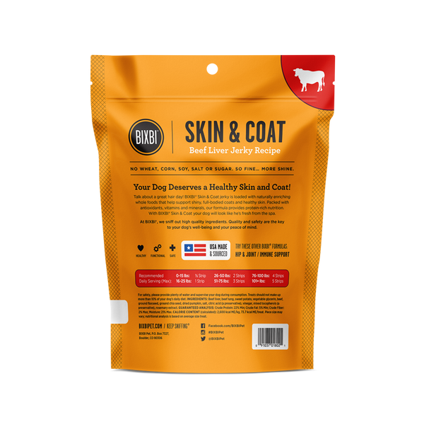 Bixbi Skin & Coat Jerky Beef Liver Dog Treats