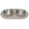 Messy Mutts Double Feeder Grey Dog Bowl