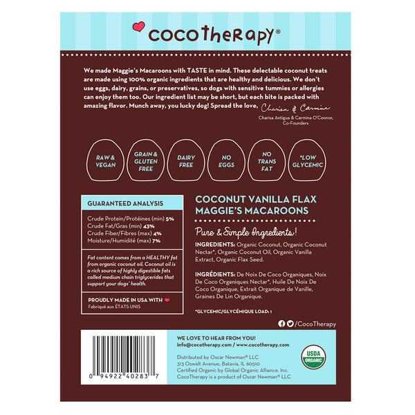 CocoTherapy Maggie's Macaroons Coconut Vanilla Flax Dog Treats