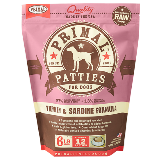 Primal Raw Frozen Turkey Sardine Nuggets Dog Food Pet Oasis