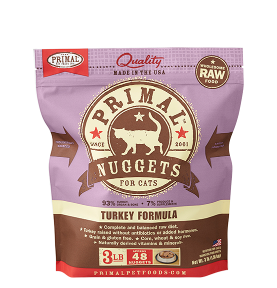 Primal Raw Frozen Turkey Nuggets Cat Food