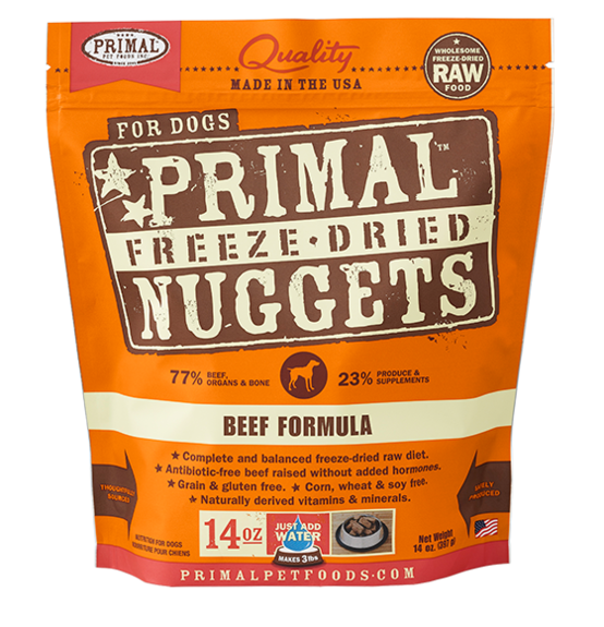 Primal Raw Freeze Dried Beef Nuggets Dog Food