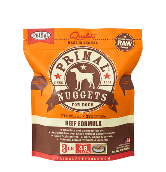 Primal Raw Frozen Beef Nuggets Dog Food
