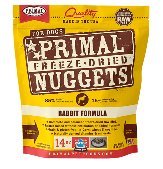 Primal Raw Freeze Dried Rabbit Nuggets Dog Food