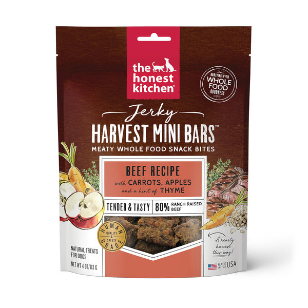 The Honest Kitchen Jerky Harvest Mini Bars Beef Recipe Dog Treats