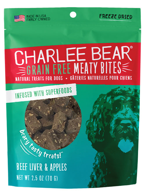 Charlee Bear Meaty Bites Beef Liver & Apple Grain Free Dog Treats