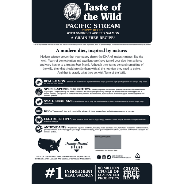 Taste of the Wild Pacific Stream Puppy Recipe with Smoked Salmon Dog Food
