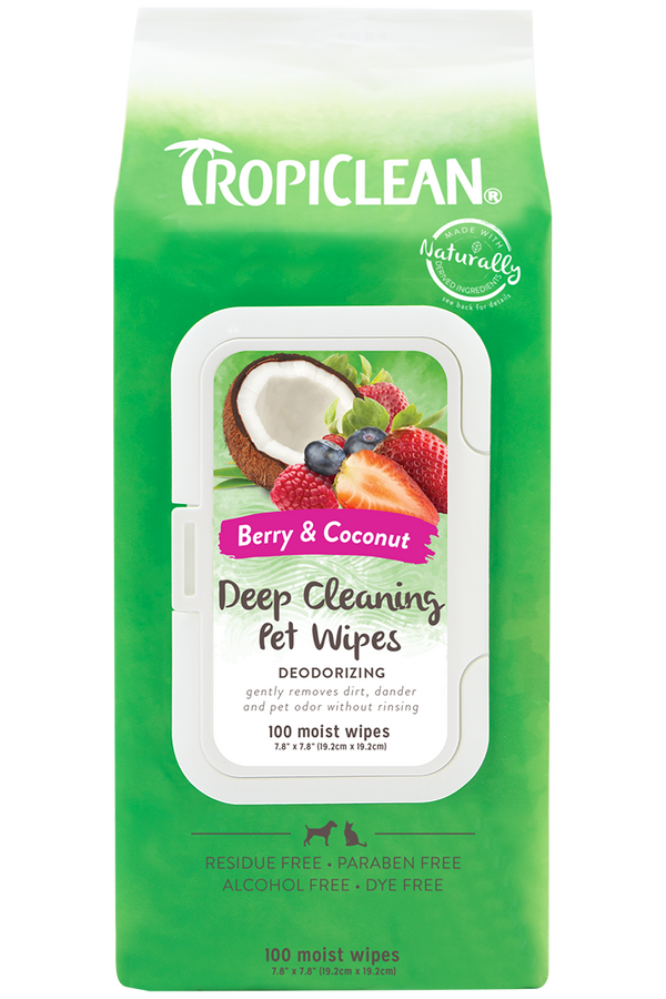 Tropiclean Berry & Coconut Deep Cleaning Wipes For Pets